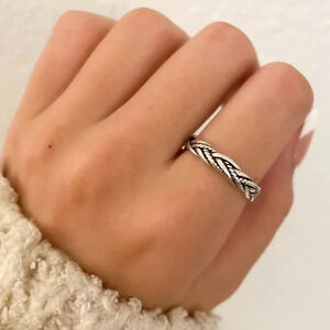 925 Sterling Silver Minimalist Ring Dainty Ring Twist Ring Band Geometric Ring